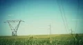 Electrical towers on a filed of wheat HD Footage