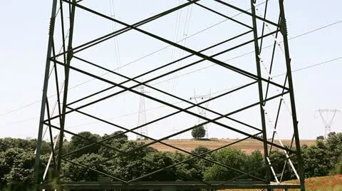 Electrical towers on a filed of wheat Video stock 11679788