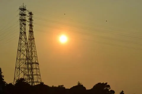 Electrical towers Stock Photos