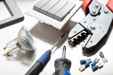 Electrical trademans tools Stock Photos