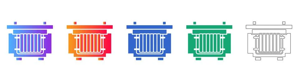 Electrical Transformer Component Icons Stock Illustration
