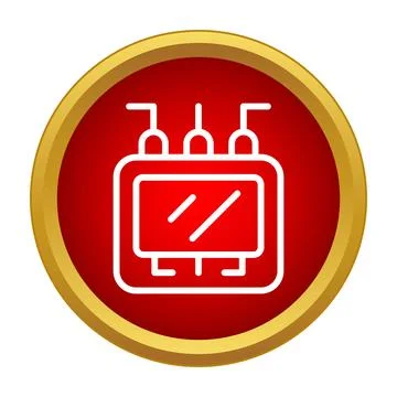 Electrical transformer converting high to low voltage circuit icon Stock Illustration