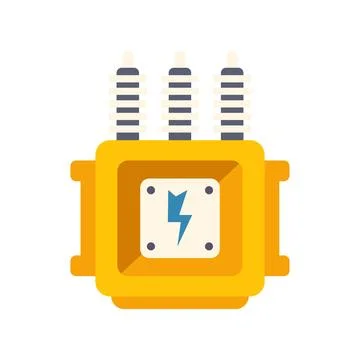 Electrical transformer converting high voltage power current Illustrazione stock