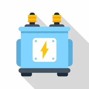 Electrical transformer converting voltage for power distribution Stock Illustration