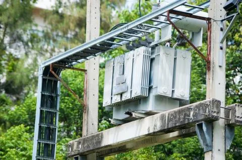 Electrical transformer in data room Stock Photos