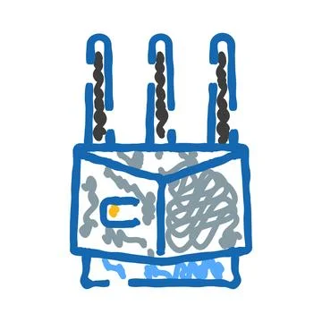 Electrical transformer generating current and power energy icon Illustrazione stock