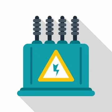 Electrical transformer generating power with high voltage warning Stock Illustration
