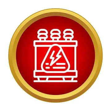 Electrical transformer generating power with high voltage warning sign イラスト素材