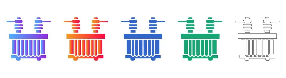 Electrical Transformer Icon Set Illustrazione stock