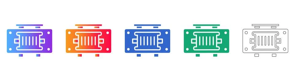 Electrical Transformer Icons Set Stock Illustration