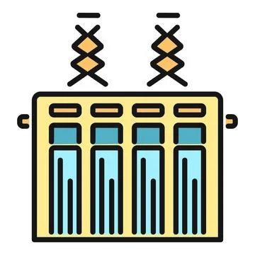 Electrical transformer power station flat line icon Illustrazione stock