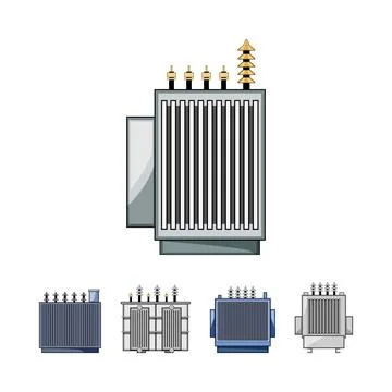 Electrical transformer power voltage current step down equipment Illustrazione stock