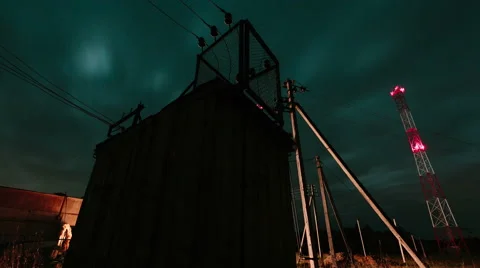 Electrical transformer station Stock Footage