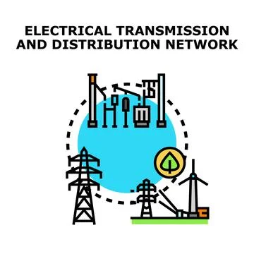 Electrical transmission and distribution network system concept Stock Illustration