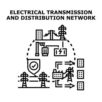 Electrical transmission and distribution network system management Stock Illustration