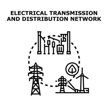 Electrical transmission and distribution network system concept Stock Illustration