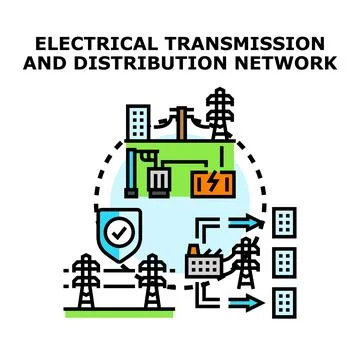 Electrical transmission and distribution network system management Stock Illustration