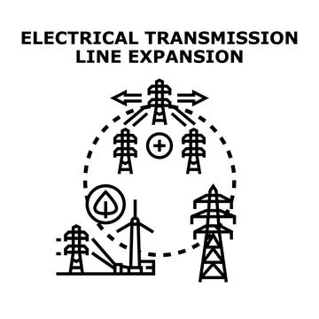 Electrical transmission line expansion developing power grid Illustrazione stock