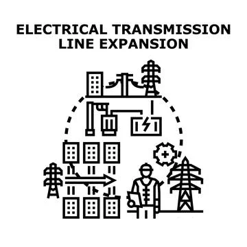 Electrical transmission line expansion plan development Stock Illustration