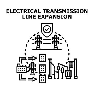 Electrical transmission line expansion planning and energy supply Stockillustratie