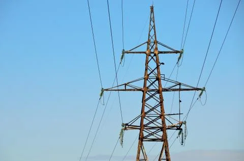 Electrical transmission pylon.  Stock Photos