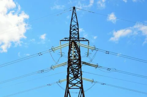 Electrical transmission pylon.  Stock Photos