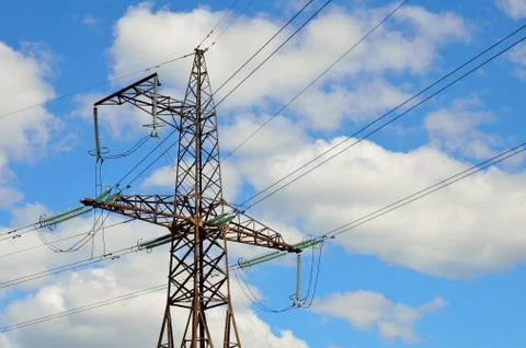 Electrical transmission pylon.  Stock Photos