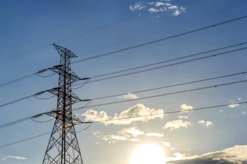 Electrical transmission tower Stock Photos