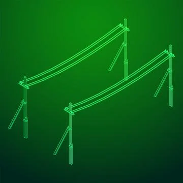 Electrical transmission tower pylon. Wireframe vector illustration Stock Illustration