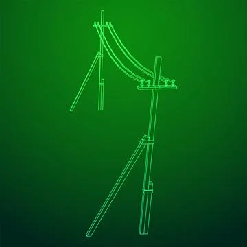 Electrical transmission tower pylon. Wireframe vector illustration Stock Illustration