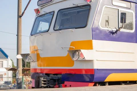 Electrical unit at the station. Passenger ring train. Kiev city train. A type Foto stock