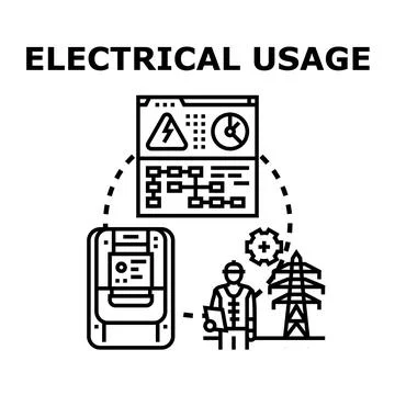 Electrical usage tracking and energy management system concept Stock Illustration