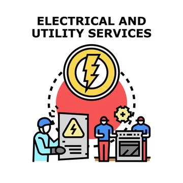 Electrical utility services concept team working Stock Illustration