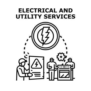Electrical utility services concept team working Stock Illustration