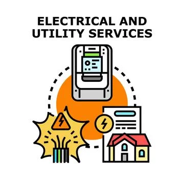 Electrical utility services concept vector set icon Stock Illustration