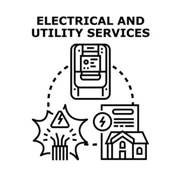 Electrical utility services concept vector set icon Stock Illustration