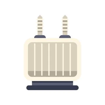 Electrical voltage distribution transformer icon providing power supply Stock Illustration