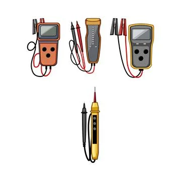 Electrical voltage testers and multimeters for inspection 스톡 일러스트