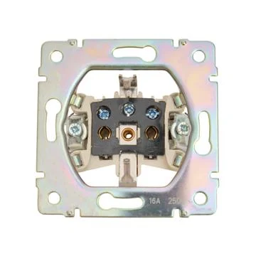 Electrical wall socket mechanism without cover on white background. Interio.. Stock Photos