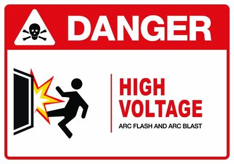 Electrical Warning Labels for Panels and High Voltage Equipment Safety Illustrazione stock