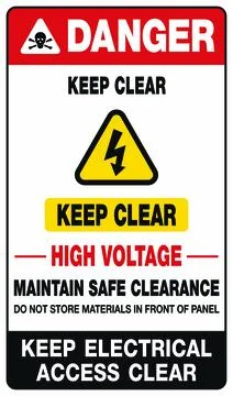 Electrical Warning Labels for Panels and High Voltage Equipment Stock Illustration
