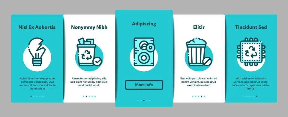 Electrical Waste Tools Onboarding Elements Icons Set Vector イラスト素材