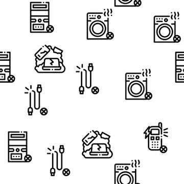 Electrical Waste Tools Seamless Pattern Vector Stock Illustration