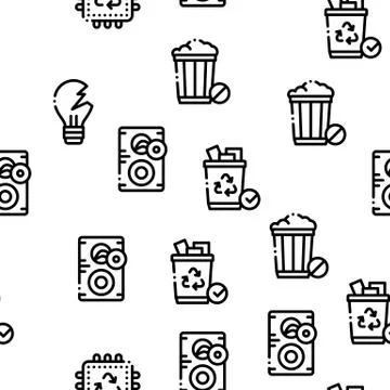 Electrical Waste Tools Seamless Pattern Vector Stock Illustration