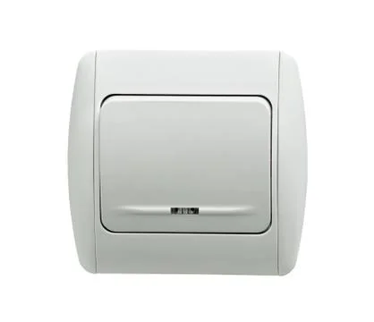 Electrical white rocker light switch Stock Photos