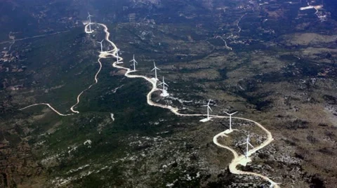 Electrical windmill on the island background Stock Footage 52050804