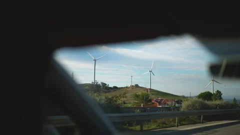Electrical windmill, wind turbines. Green alternative sustainable energy for car Stock Footage 170078322