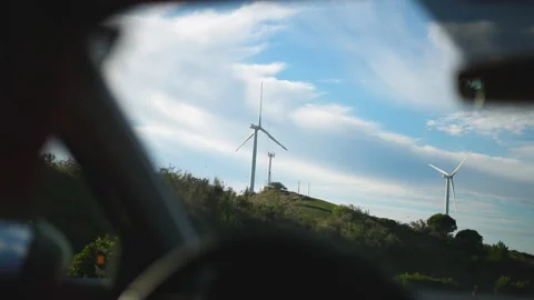 Electrical windmill, wind turbines. Green alternative sustainable energy for car Stock Footage 170080006