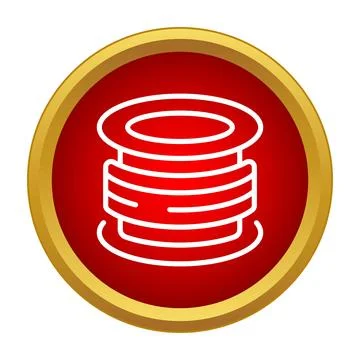 Electrical wire spool coil outline red icon Stock Illustration