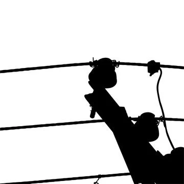Electrical Wire on the Tower Silhouette. Vector Illustration Stock Illustration